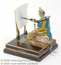 This lithographed tin clown by the German maker Vielmetter is a mechanical marvel