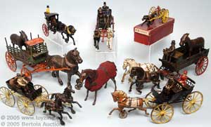 Another glimpse into the early years of cast iron horse drawn toys and Ives creations with Ives animals shown on Welker Crosby’s and Ives’ delivery wagons