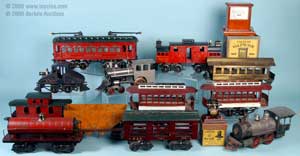 cast iron trains, cars and tin toys