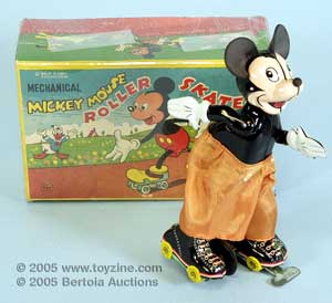 Linemar/Walt Disney Productions Mickey Mouse Roller Skater with the box