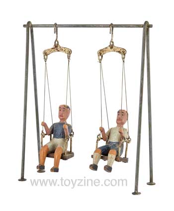 Children on a Swing Wood and Metal Toy