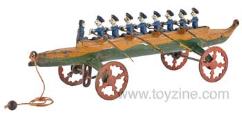Painted Cast Iron Model of a Rowing Crew