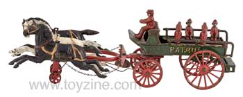 Patrol Wagon with Three Horses Cast Iron