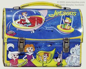 Jetsons lunchbox, steel, 1963 dome-top style, profusely graphic and colorful