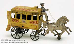 George Brown Horsedrawn Omnibus - This toy represents in miniature the earliest form of mass transit in New York City