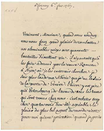 letter from Voltaire realized $11,191