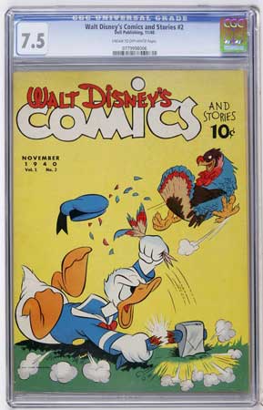 Walt Disney Comics and Stories #2 CGC 7.5 realized $5,078.75