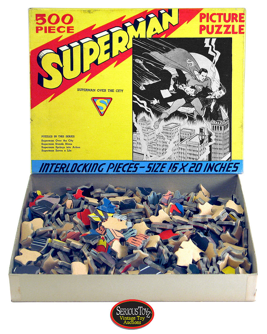 Superman” 500 Piece Picture Puzzle “Superman Over the City”, 1940, Saalfield
