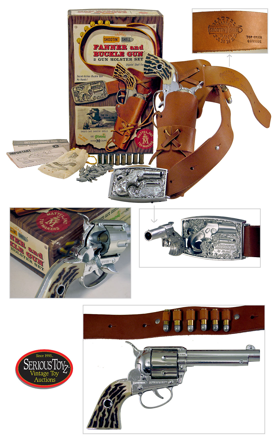 Shootin’ Shell Fanner and Buckle Gun 2 Gun Holster Set”, 1958, Mattel