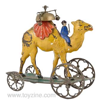 Camel Tin Pull Toy with Rider and Bell