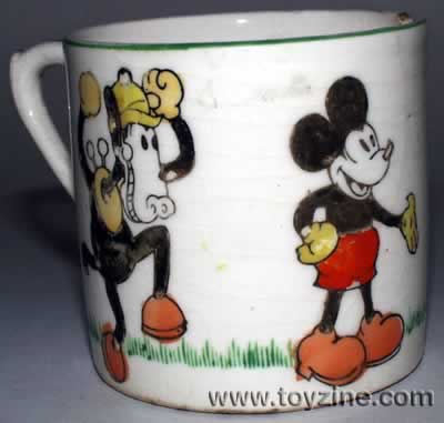 DISNEY CUP - 1930's - JAPAN, great early images of Mickey, Minnie, Pluto and Horace in bright 1930's style colors