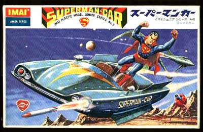 SUPERMAN SUPERCAR PLASTIC MODEL KIT - IMAI JAPAN - 1960S, very unusual and extremely rare motorized kit, released in Japan