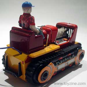 TRACTOR - TIN- 1960s - JAPAN, battery operated all tin tractor with tin driver